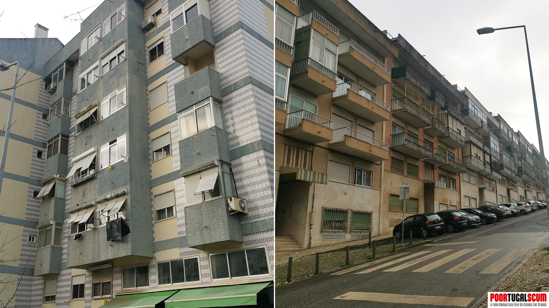 Facades of Portuguese buildings in very poor condition