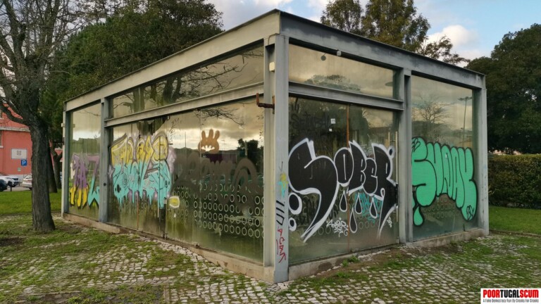 Abandoned and vandalized Portuguese kiosk