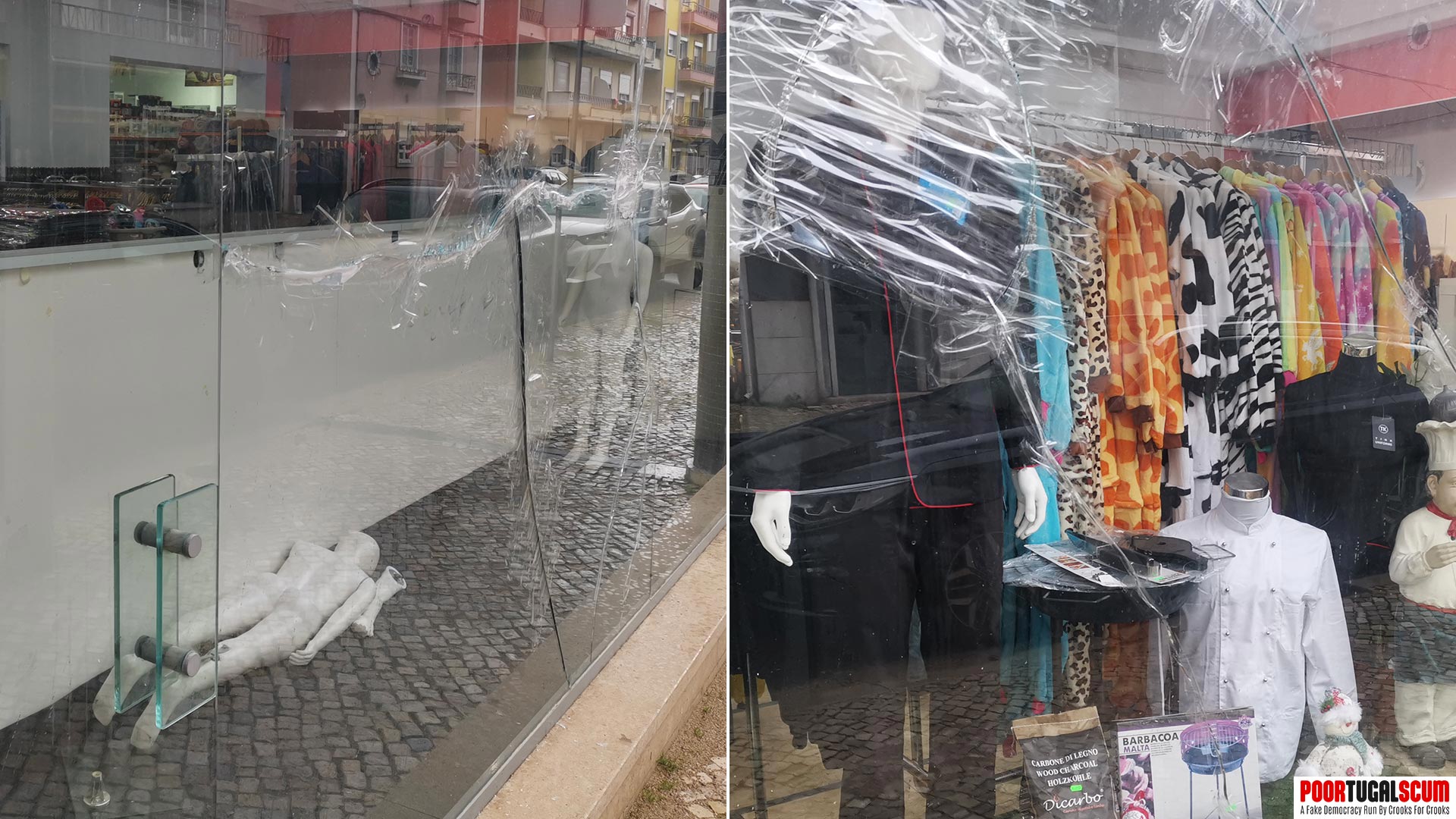 Vandalized Chinese store in Portugal
